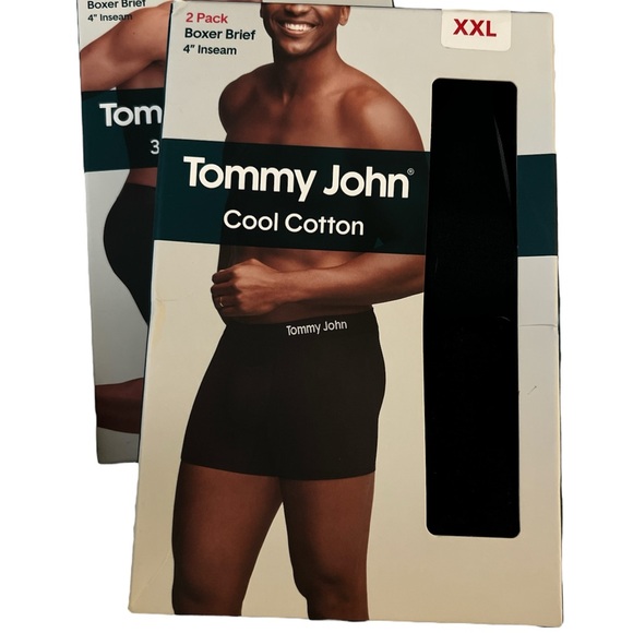 Tommy John Men's Cool Cotton 2 pack Boxer Briefs XXL - New in Box - Black/Navy - Picture 1 of 4